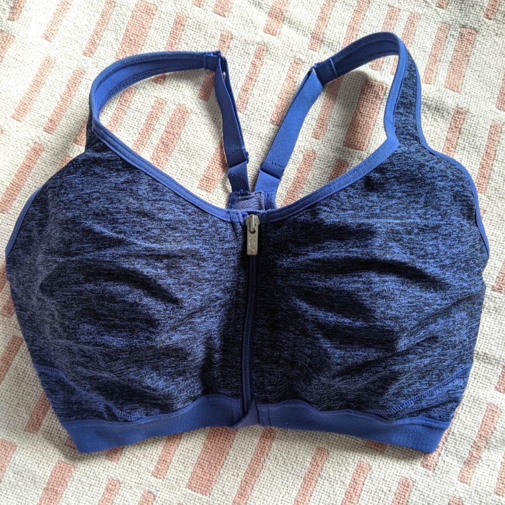 VSX Victoria's Secret Knockout Front Close Sports Bra 34DD - Blue Heather